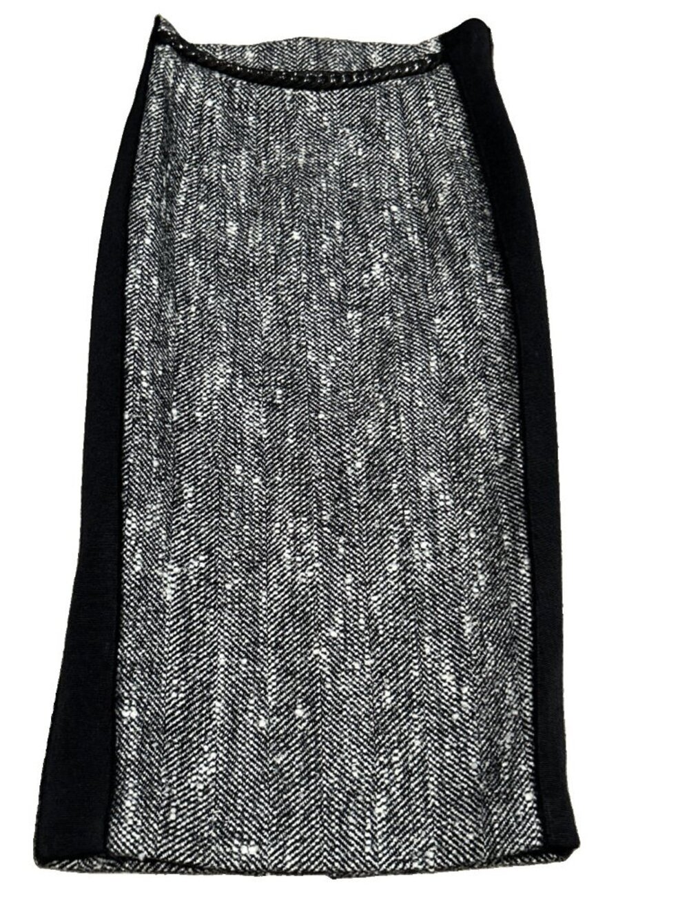 GIAMBATTISTA VALLI Black/White Tweed Pencil Skirt Chain Detail Size 40/26 Italy